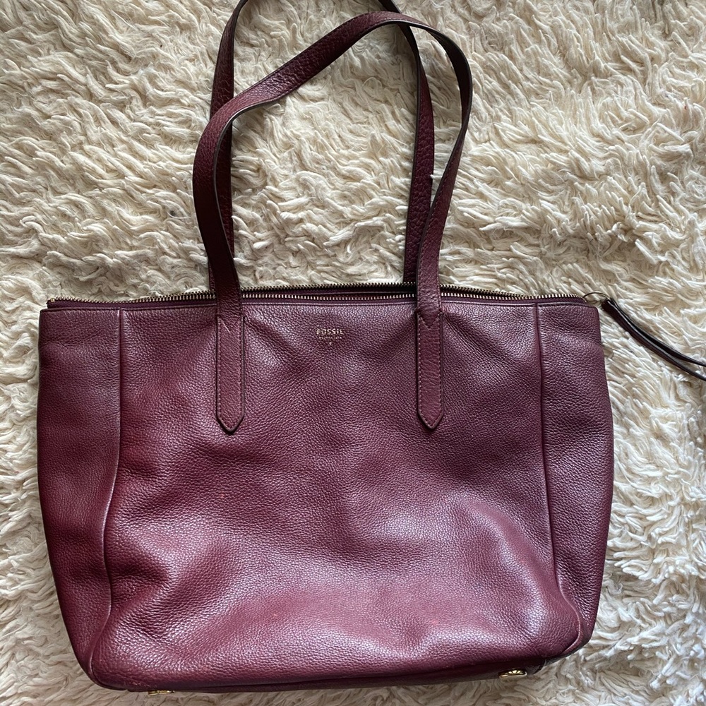 Fossil Tote Bag Burgundy